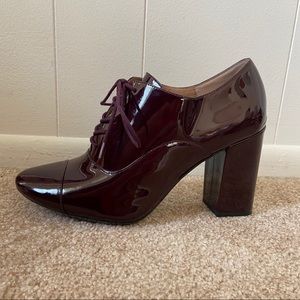 Calvin Klein Patent Leather Maroon Heeled Oxfords